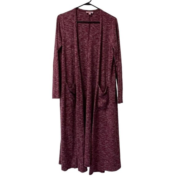 Lularoe Women's Size Medium Purple Duster Open Front Long Cardigan Preppy Lounge - Picture 1 of 12